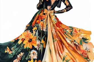 draw a fashion illustration, portrait, sketch