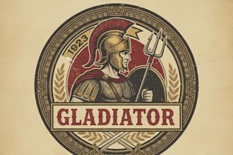 design a powerful vintage gladiator logo for your brand