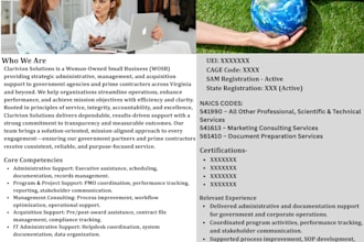 create a professional capability statement for government contracts