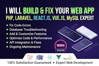fix laravel, react, or vue js bugs and optimize