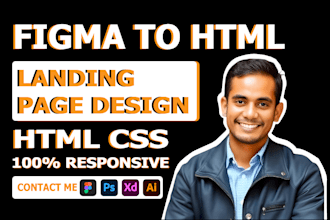 convert figma to html psd to html, html landing page xd to html css bootstrap5
