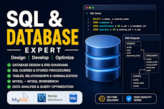 create mysql queries, database design, and mysql projects