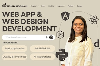 develop backend API web app in node js, angular, react