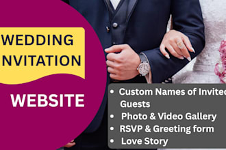 create a personalized wedding website for invitation, rsvp