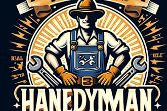 design high quality handyman mascot logo with t shirt design