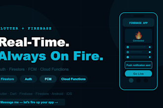 build a flutter app with firebase real time database, auth notifications