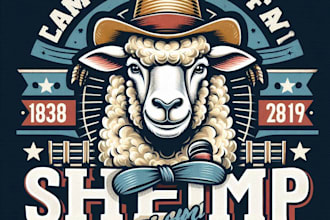design high quality sheep mascot logo with t shirt design