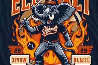 design high quality elephant mascot logo with t shirt design