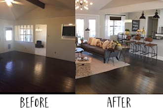 do virtual staging and virtual renovation interior design, transform room,homes