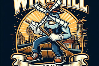 design high quality windmill mascot logo with t shirt design