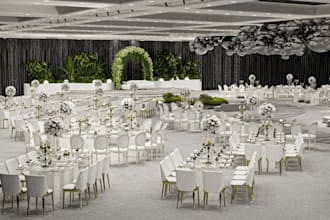 do 3d conference room, 3d event stage, wedding hall, showroom, event space model