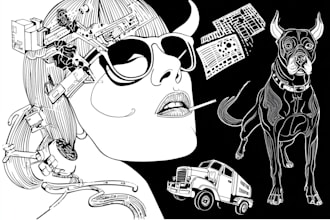 draw awesome line art and silhouette vector illustration