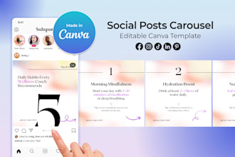 create 5 tips social media carousel editable in canva