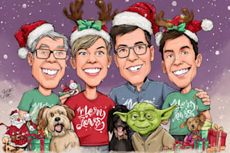 draw a christmas cartoon caricature