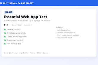 do manual website testing and deliver a bug report