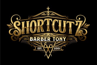 create barbershop logo with vintage gothic style