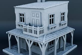 design 3d castle terrain,medieval terrain,mini fortres,game environment,monument