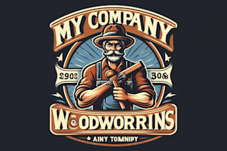 design vintage woodworking mascot logo t shirt design