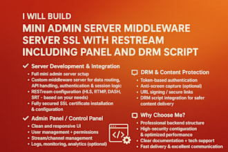build secure admin server, middleware server, cdn, restream and reseller pages