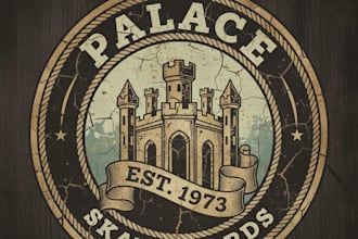 design a royal vintage palace logo for your brand