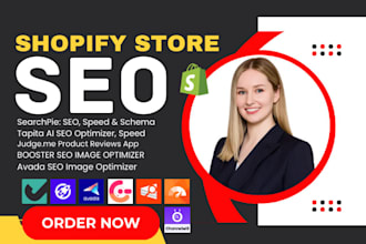 setup shopify store SEO judge me booster avada tapita searchpie ant website