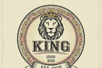design a majestic vintage king logo for your brand