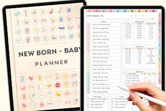 canva pregnancy planner baby tracker newborn routine schedule breastfeeding log