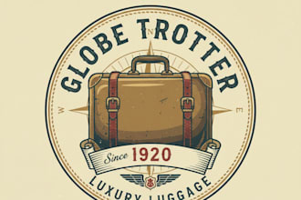 design a unique vintage suitcase logo for your brand