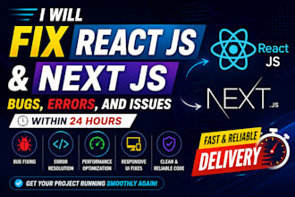 fix react js and next js bugs errors and issues