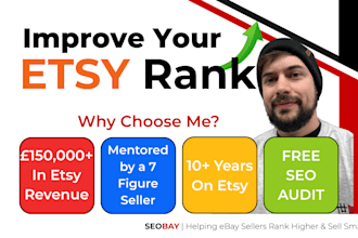 improve etsy rank with etsy SEO title, 13 tags, description, image alt text