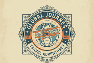 design a stunning vintage travel agency logo for your brand
