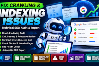 fix crawling and indexing issues with a site health check and SEO report