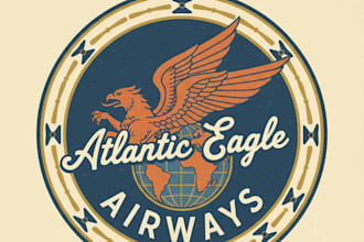 design a classic vintage airline logo for your brand