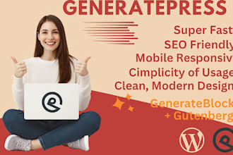 design fast and responsive generatepress modern website with generateblocks pro