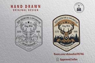 do premium hand drawn vintage, retro, business logo design