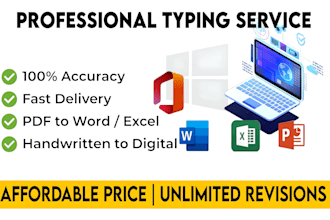 do fast typing, ms word, excel, date entry and powerpoint