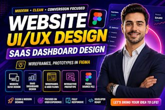 do website UI UX design, saas dashboard design, wireframes, prototypes in figma