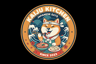 create modern style japanese food dog mascot logo design service