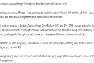 implement and fix ga4 tracking, GTM, big query, gcp, qa, funnels and a b tests