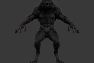 create aaa 3d creatures design, blender rig, xgen fur,blender,unity,ue5 werewolf