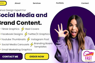 be your canva expert in canva design for social media templates and  branding