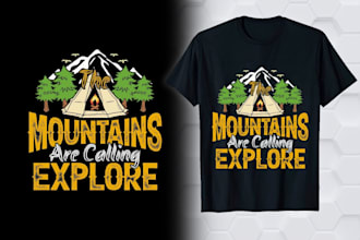 make vintage mountain, outdoor, national park, camping or hiking t shirt design