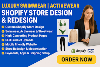 build swimwear activewear streetwear shopify store design website redesign
