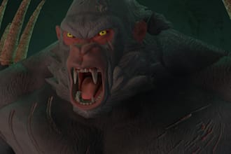 model 3d gorilla,lycanthrope perfect for fantasy or horror universes,3danimation