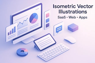 create isometric vector illustrations for your website, saas
