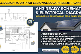 draw solar permit plan sets, sld electrical diagram, ess, bess and panel upgrade