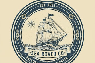 design a classic vintage boat logo for your brand