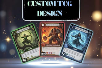 draw custom trading card game art and character illustration