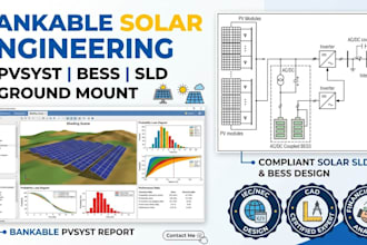 do solar design, pvsyst report, ac dc coupled bess ground mount layout