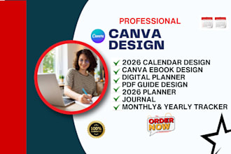 design 2026 calendar digital planner canva ebook PDF guide workbook journal